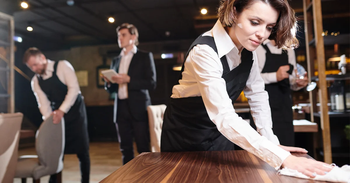 Kāda nozīme psiholoģijas viedokļa ir palīdzībai viesmīļiem sakopt galdu?